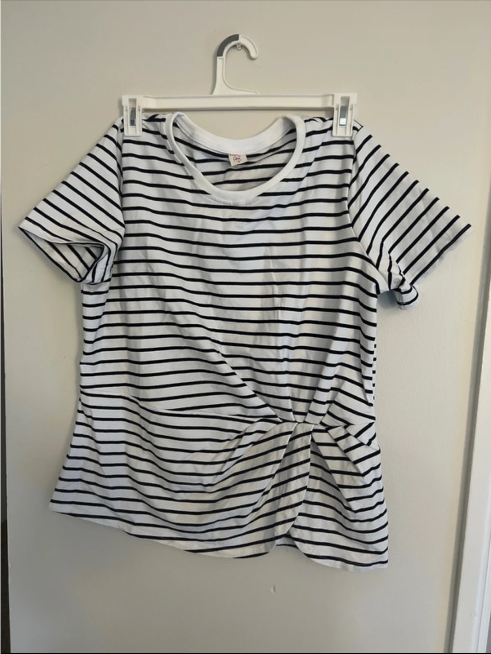 Striped Twist-Front Tank Top - White/Black